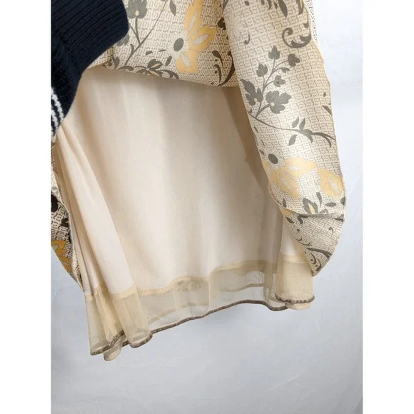 Vintage Floral Boho 100% Silk Midi Skirt Sz 10 Brown Cottagecore Preppy Granola - Picture 4 of 10